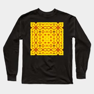 Bright Yellow Expressionist Art Yellow Rose Pattern 3 Long Sleeve T-Shirt